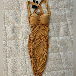 Women’s Fashion Nova -  Ruched Mini Dress in
Mustard Size XS